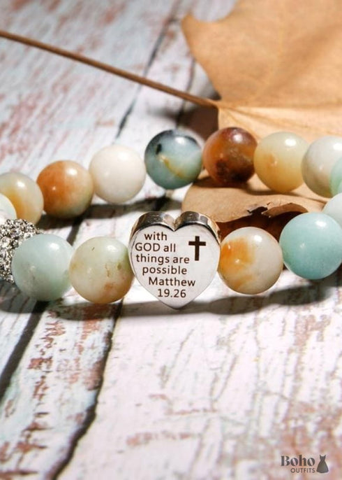 Boho Bracelet, Green Amazonite Ball Stone